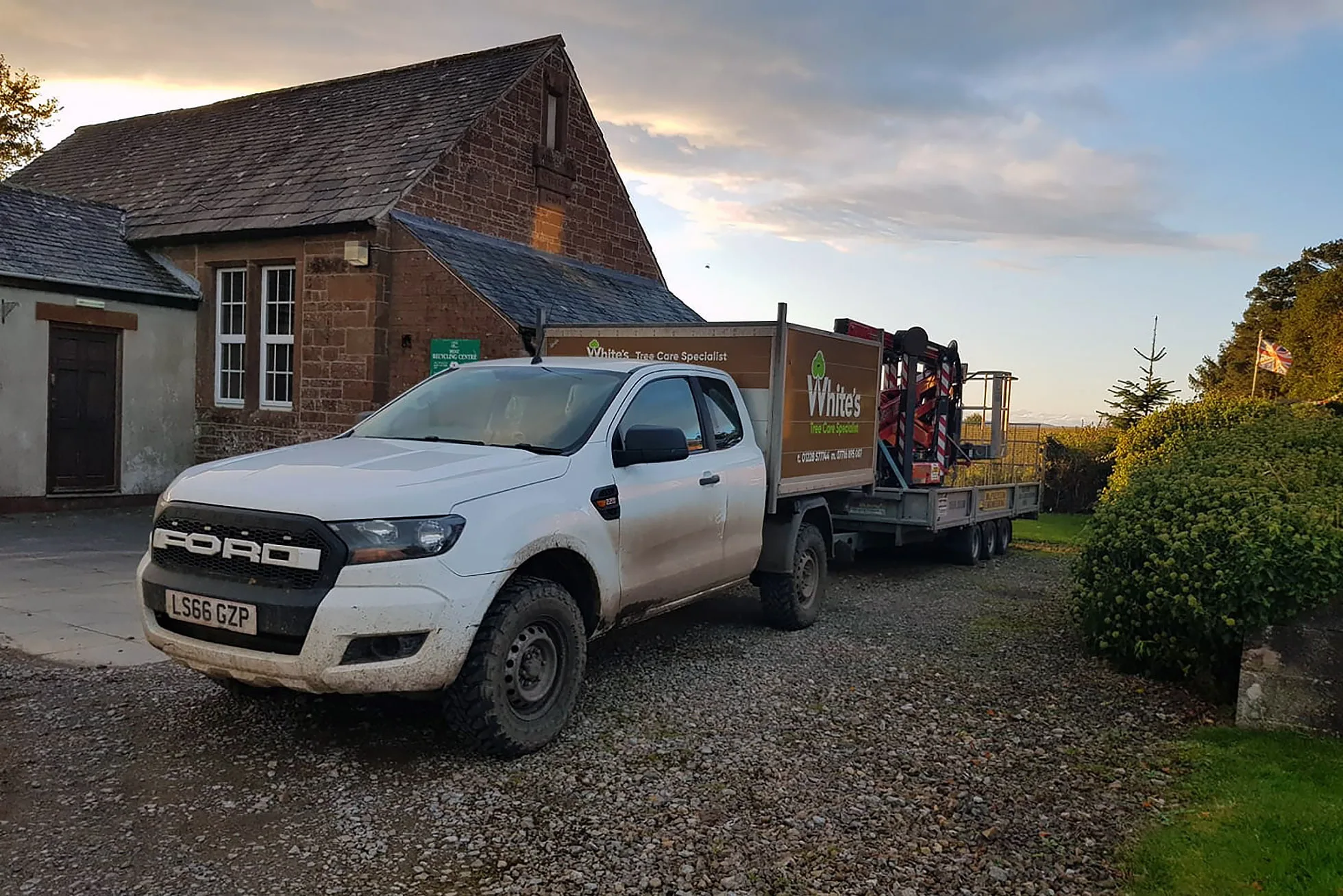 White's Tree Services van and forestry equipment.