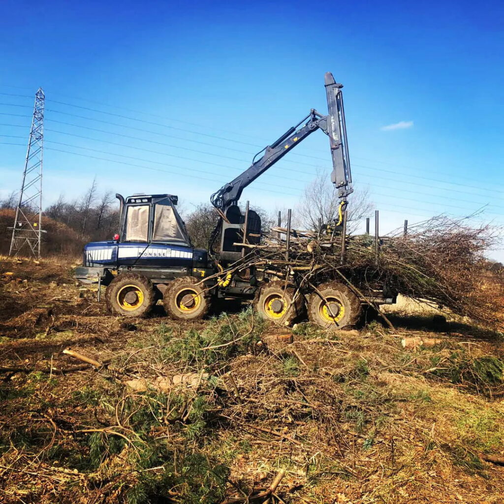 Forestry machine loading logs